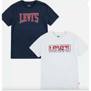 Levi's Youth 2-Pack T-Shirts Size 10/12 Blue & White Short Sleeve Tee Set